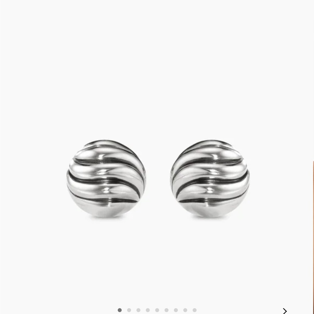 David Yurman Silver Sculpted Cable Studs - Picture 2 of 2